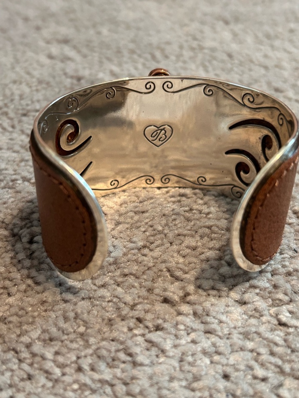 Rare Brighton Boho Flower Cuff Bracelet 💙 Leather, Copper, Blue Sodalite Stone - Picture 3 of 15